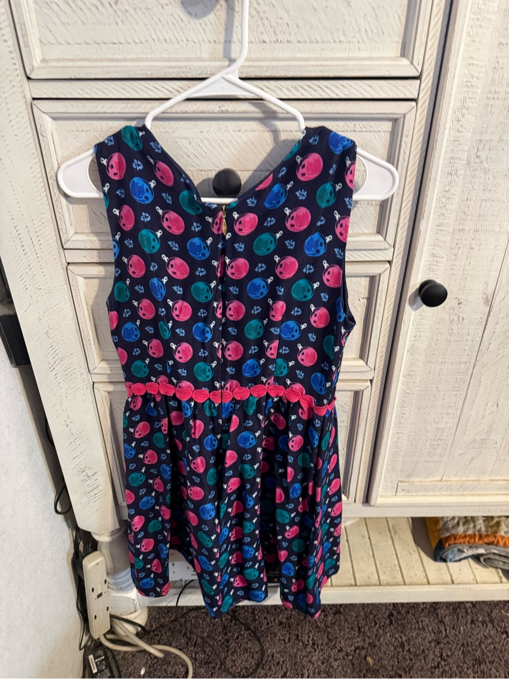 Girls Navy Floral Dot Sleeveless Dress
